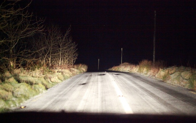 Ice on the road.  Mount Callan, Co Clare.  