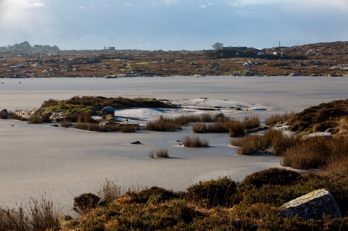 Snow on ice. lake at Carrowroe West.